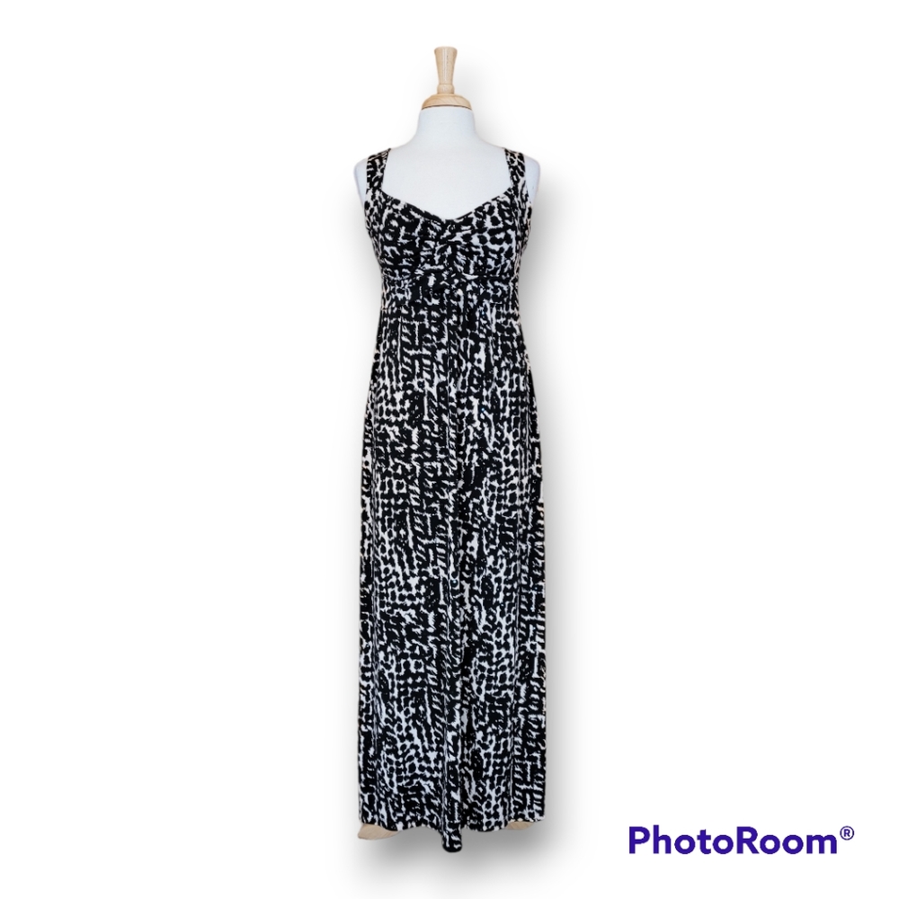 NY Collection Black/Tan Maxi Stretchy Sleeveless Dress. Size M
